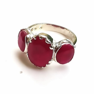 925 Sterling Silver,Natural Ruby Fine Handcrafted Gemstone Ring Size=U S - 7 Approx.