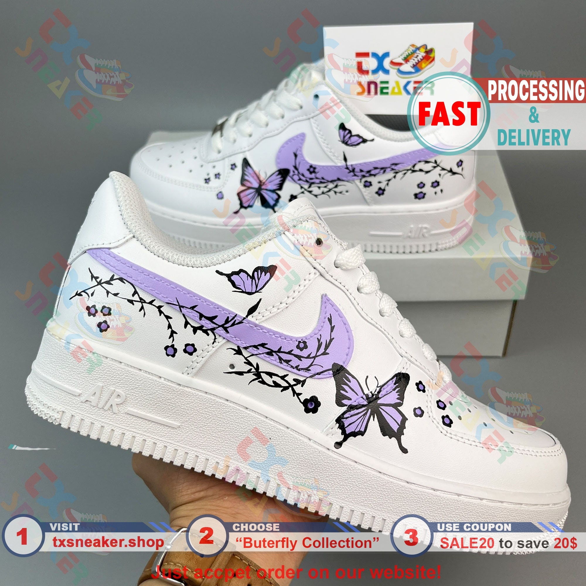 Custom Nike Air Force 1 Blue ButterFLY - Custom Nike Air Force 1 Shoes –  BlvdCustom