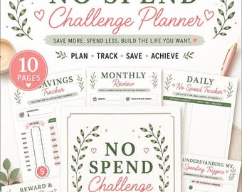 No Spend Challenge Kit Printable PDF | Savings Tracker Bundle | Budget Challenge Planner | Financial Goals Workbook