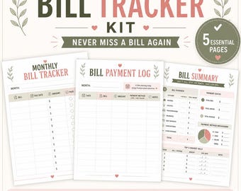 Bill Tracker Printable | Monthly Bill Organizer | Bill Payment Log | Subscription Tracker | Budget Planner PDF | Instant Download