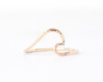 Thin Nalu Wave Ring, Minimalist Stacking Rings, Dainty Ocean Wave Ring, Handmade in Hawaii with Aloha