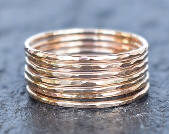 Thin Dainty Textured Stacking Rings, Minimalist Style, Stackable Rings, Delicate Midi Rings, Hawaiian Jewelry, Handmade in Hawaii with Aloha