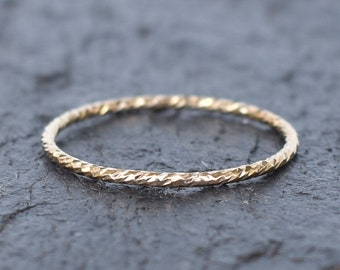 Hulali Shimmer Stacking Ring, Stackable Ring, Minimalist Ring, Simple Gold Band, Hawaiian Jewelry, Handmade in Hawaii with Aloha