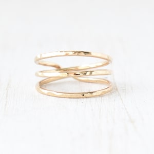 Ekolu - Three Band Gold Ring, Triple Ring, Gold Stacking Ring