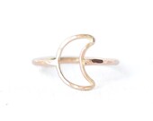 Crescent Moon Phase Stacking Ring, Gold Band Minimalist Ring, Dainty Stackable Rings, Handmade in Hawaii with Aloha