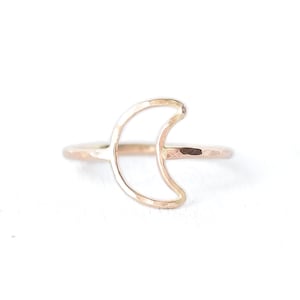Crescent Moon Ring: Gold Filled Stacking Band, Handmade in Hawaii