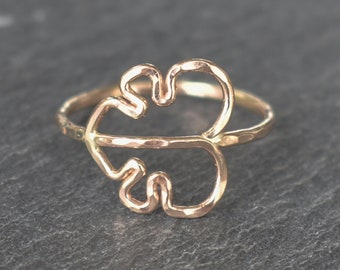 Anello fatto a mano con foglia di Monstera: oro riempito o argento sterling