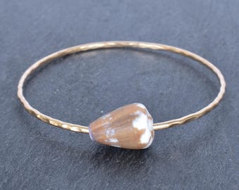 Handmade Gold Fill Rat Cone Shell Bangle Bracelet - Hawaiian Jewelry