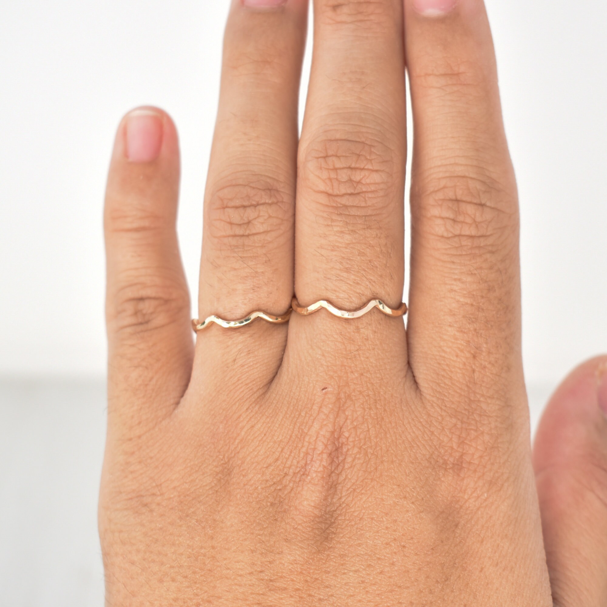 Ripple Wave Stacking Ring, Dainty Metal Stack Rings, Minimalist Style Jewelry, Cute and Delicate ...