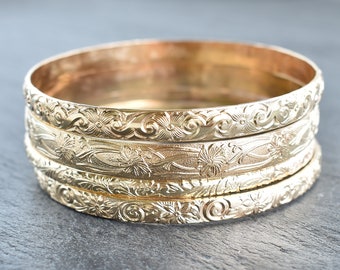 Pick One Hawaiian Heirloom Style Bracelet Hawaiian Bangle Hawaiian Bracelet Hawaiian Jewelry Gold Bangles Handmade in Hawaii With Aloha Etsy