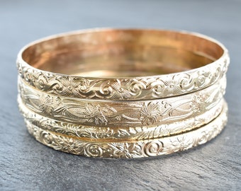 Pick One Hawaiian Heirloom Style Bracelet, Hawaiian Bangle, Hawaiian Bracelet, Hawaiian Jewelry, Gold Bangles, Handmade in Hawaii with Aloha