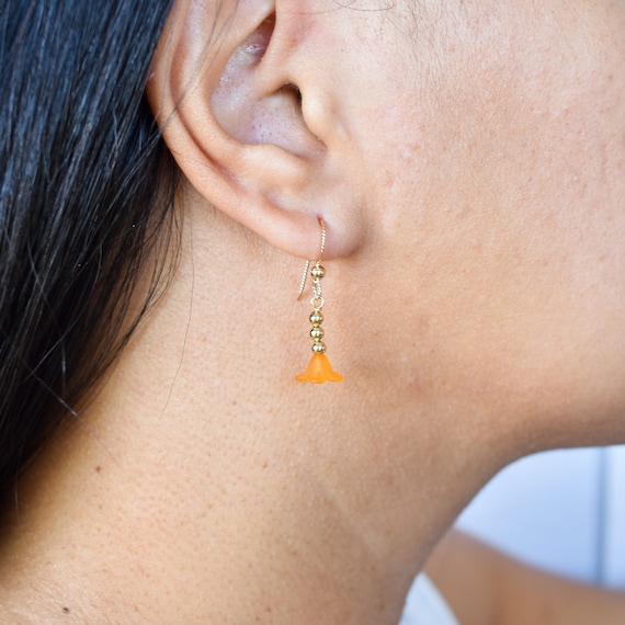 Puakenikeni Earrings With Gold Accent Beads, Hawaiian