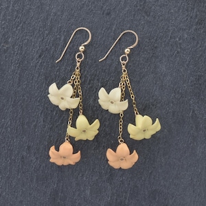 Triple Dangle Puakenikeni Earrings: Hawaiian Floral Jewelry