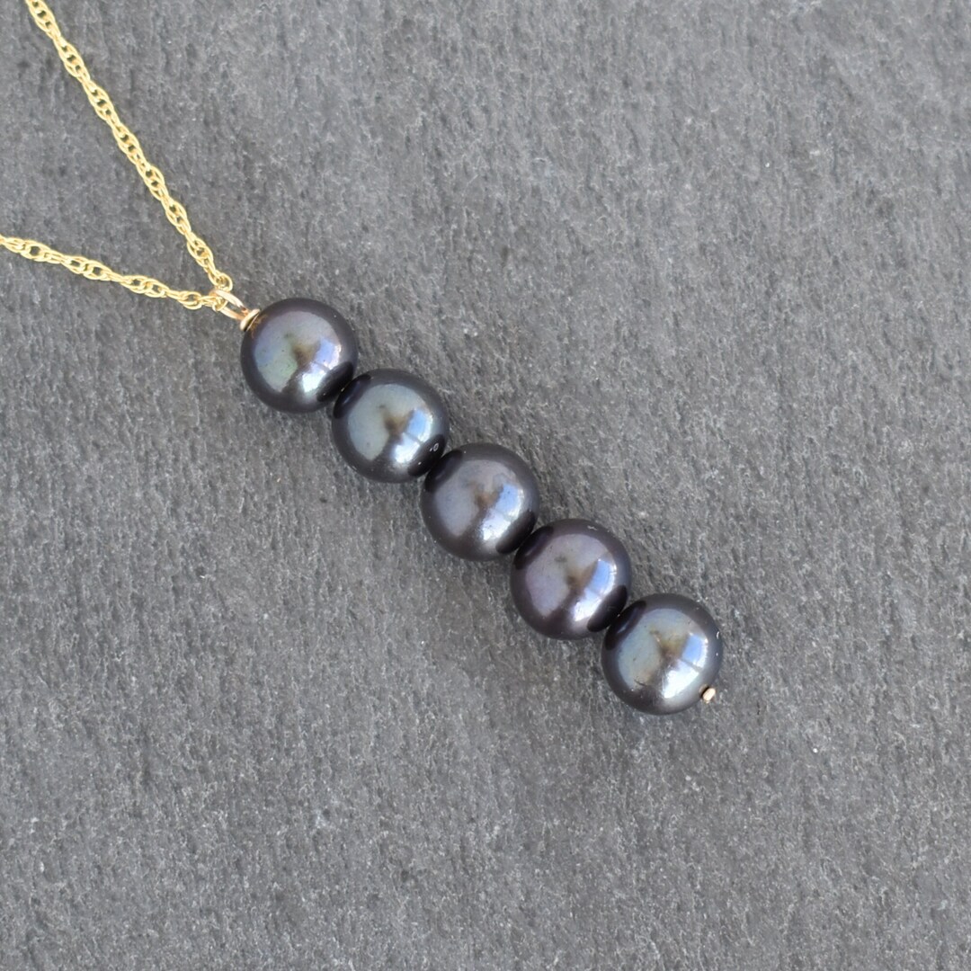 Statement Five Pearl Pendant Necklace, Five Floating Pearl Necklace, Made in Hawaii