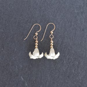 Puakenikeni Flower Earrings: Hawaiian Island Jewelry with Gold Accents