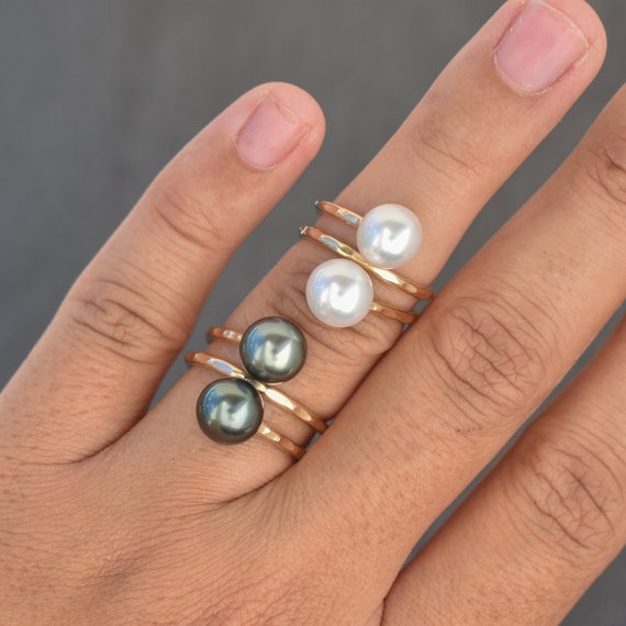 Bague double perle hotsell