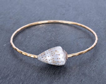 Hawaiian Cone Shell Bangle: Gold Filled or Sterling Silver