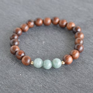 8mm Rosewood and Jade Stretchy Bracelet, Hawaiian Jewelry, Handmade in Hawaii, Handmade in Hawaii with Aloha, Stacking Bracelets