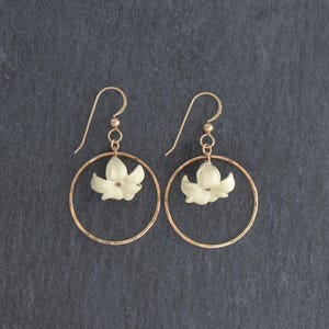 Puakenikeni Hoop Earrings: Hawaiian Floral Jewelry, Tropical Island