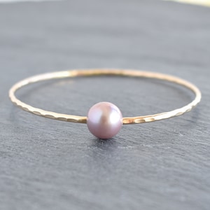 Edison Pearl Bangle Bracelet, Pick 10 Gauge 12 Gauge 14 Gauge, Hawaiian Jewelry, Hammered Bangle, Bridesmaid Bracelets, Handmade in Hawaii