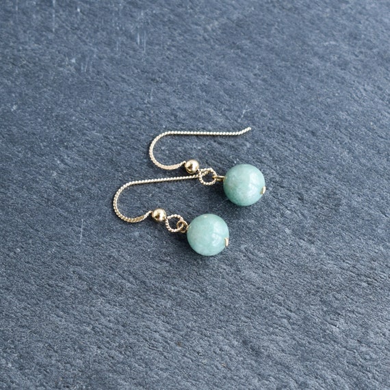 10mm Natural Light Green Jade Round Bead Earrings – Silver Leverback – Lucky Beauty