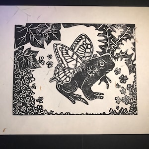 Linoprint Linoprint Rana Sapo Hada Rana Hada Sapo Hada Fantasía Hada Sapo Rana