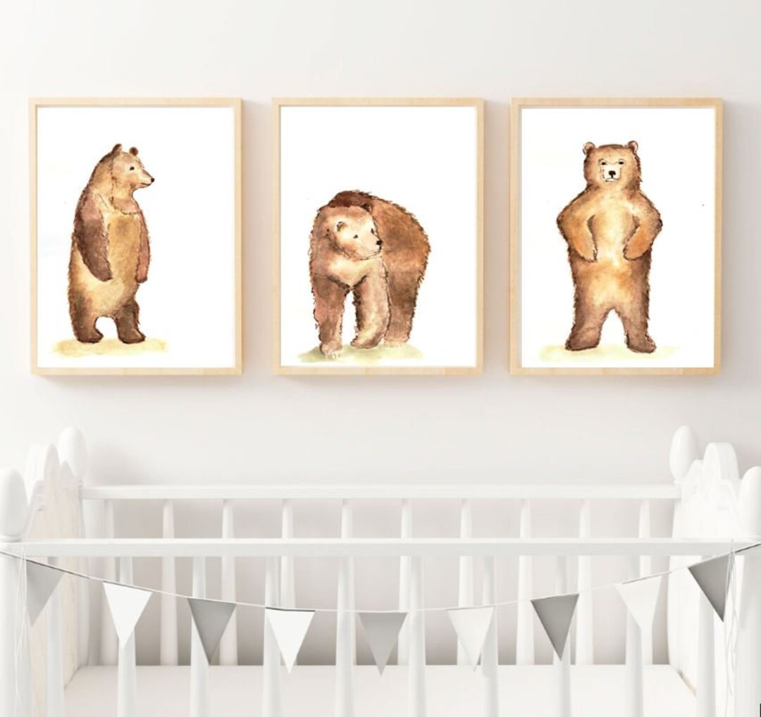 Bear Nursery Wall Art Set of 3 Digital Prints Bear Nursery - Etsy