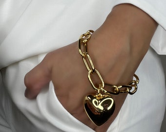 Gold Chain Heart Bracelet