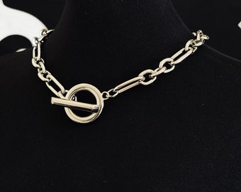 Collar de cadena redonda de plata redonda