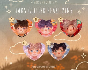 Love and Deepspace Button Pin, Cute LaDS Inspired Glitter Heart Badge, Glossy Water Resistant Sticker