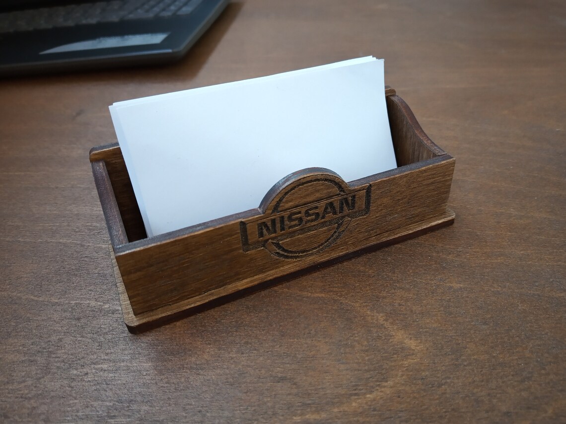 Desktop Wooden Business Card Holder Etsy