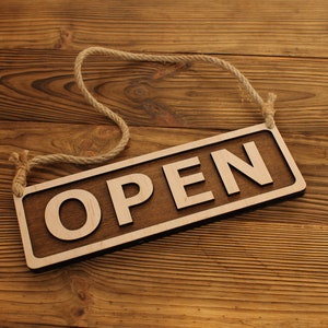 Open Closed sign  Storefront sign Business sign Wooden sign