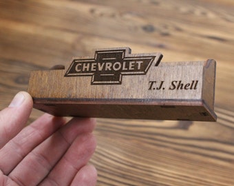 Personalized Wooden Business Card Holder | Custom Logo Desk Organizer, Corporate Gift
