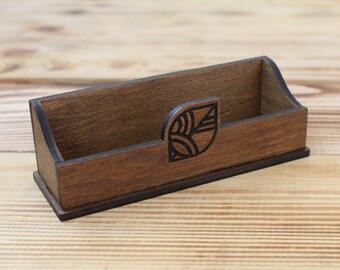 Wooden Business Card Holder for Lawyer | Personalized Attorney Desk Accessory | Custom Office Gift