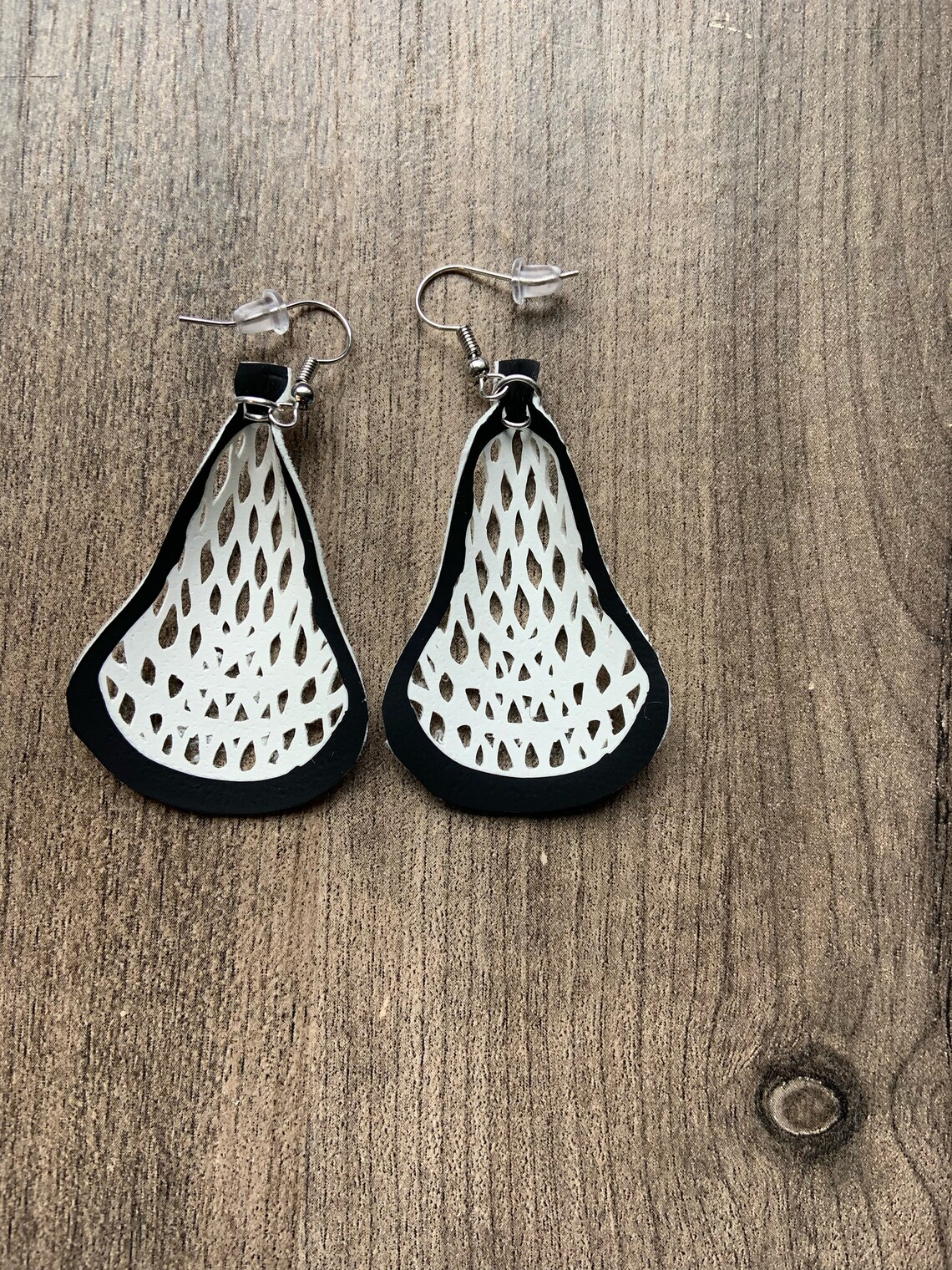 Faux Leather. Lacrosse Earrings. Gift for Sports Fan. Gift for Etsy