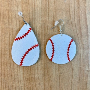 Faux Leather. Baseball Earrings. Gift for Sports Fan. Gift for Baseball Fan. Baseball Mom.
