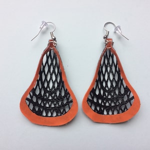 Faux Leather. Lacrosse Earrings. Gift for Sports Fan. Gift for Lacrosse Fan. Lacrosse Mom
