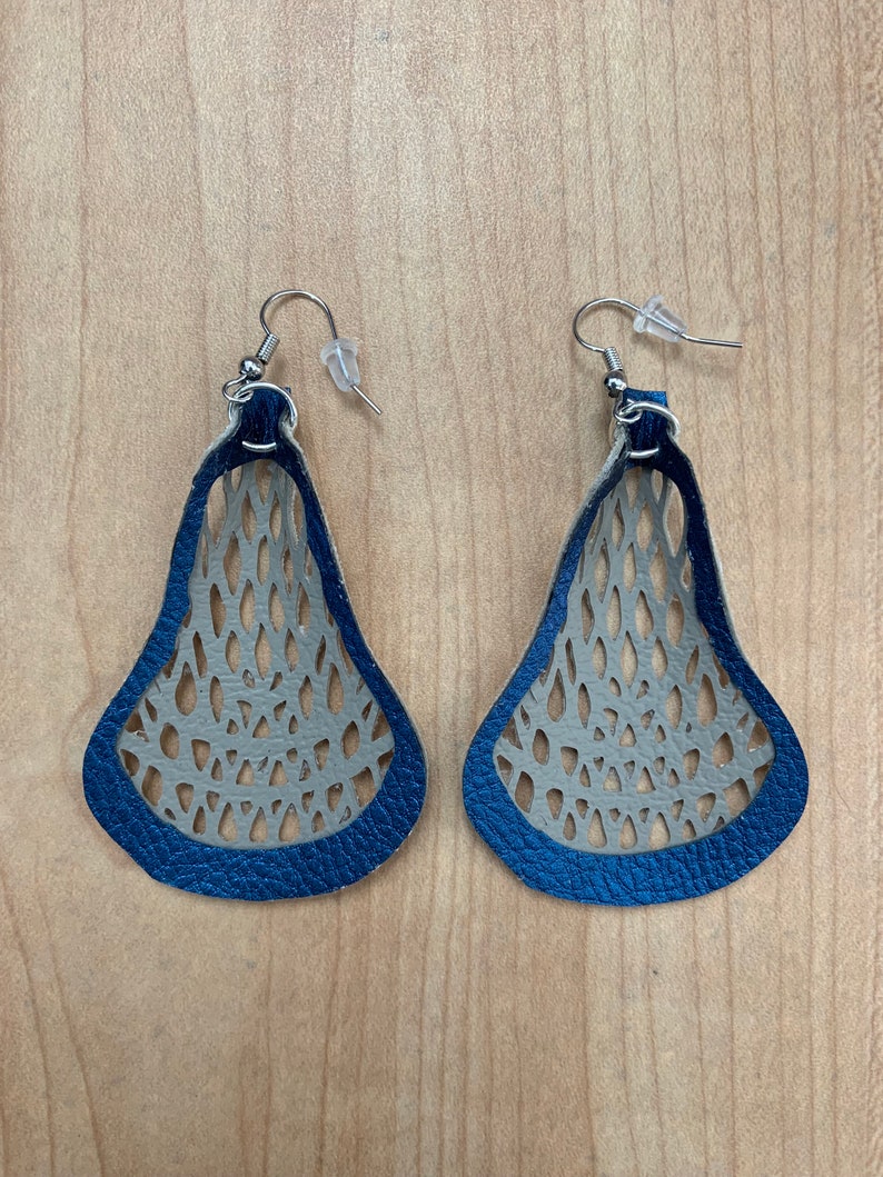 Faux Leather. Lacrosse Earrings. Gift for Sports Fan. Gift for Etsy