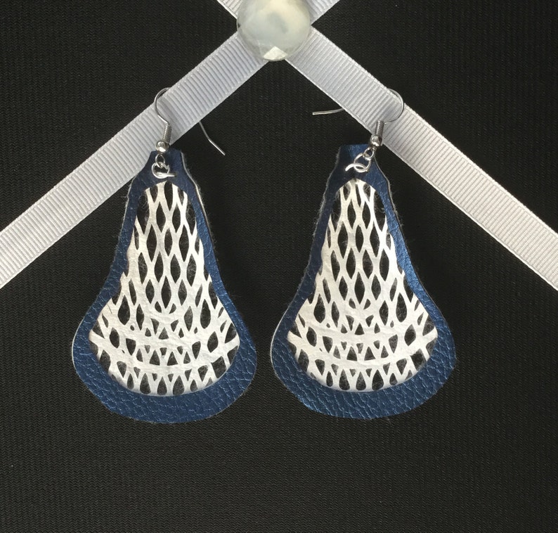 Faux Leather. Lacrosse Earrings. Gift for Sports Fan. Gift for Etsy