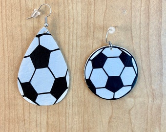 Faux Leather Soccer Earrings, Sports Fan Jewelry