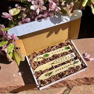 Herb Marker, Plant Stake, 7” Rustic Handmade Stoneware Pottery For Garden, 12 Varieties, Sold Separately or in custom bundles