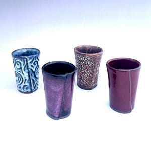 Double Shot Glasses, Set of Two  3 oz Ceramic Stoneware Pottery Shot Glasses, Slab-Built Barware, Gift Ready in Box