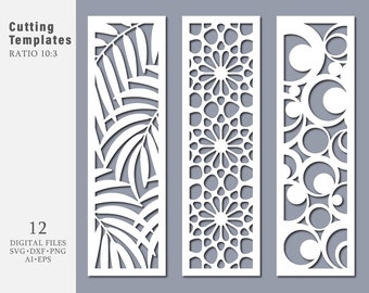 12 SVG DXF Eps Png Bundle Cut Template Moderne dekorative digitale Panel und Schablone Laser Cutting Card CNC Kit