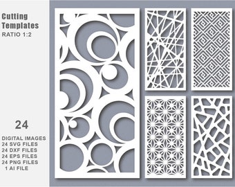 24 SVG DXF Eps Png Bundle Cut Template Modern Decorative Digital Panel and Stencil Laser Cutting Card CNC kit