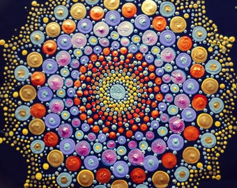 Hand Painted Mandala Painting - Dot Art - Meditation Mandala