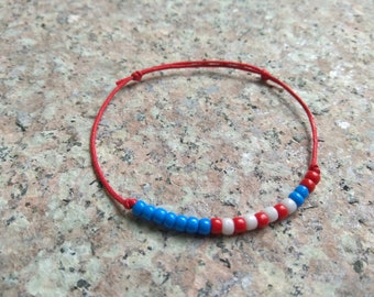 4th July Independence day jewelry bracelet American flag bracelet Patriotic jewelry USA flag jewelry Beaded Blue Red White beads USA gift