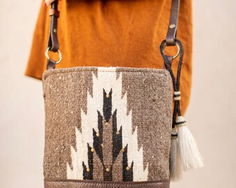 One of a kind handmade handbag, vintage serape textile, braided rein strap
