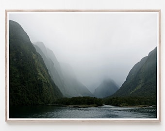Milford Sound Neuseeland, Milford Sound Druckbares Poster, Landschaftsfotografie, Berge Wandkunst, Siehe Druck, Digitaldruck Download
