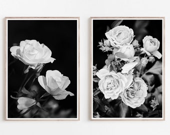 Roses Print, Roses Printable Art, Black and White Prints, Roses Set of 2, Roses Print Set, Roses Photography