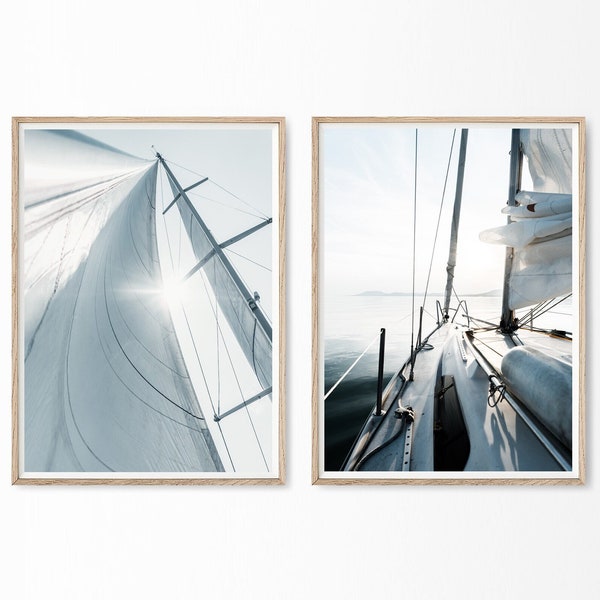 Segeln Poster 2er Set, Segeln Poster, Segelboot Fotografie, Strand Haus Dekor, Segel Geschenk, nautische Drucke, druckbare Wandkunst